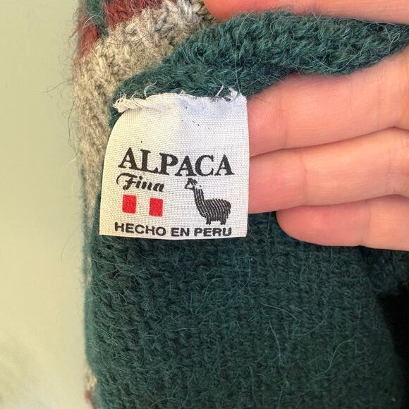 THE ALPACA CONNECTION Women's Med Green Cardigan Cottagecore Soft Geometric - Picture 10 of 12